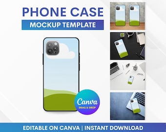 Mockup telefoonhoesje, sjabloon telefoonhoesje, sjabloon telefoonhoesje, mockup hoesje, achterkant telefoon, sjabloon Canva, sjabloon slepen en neerzetten
