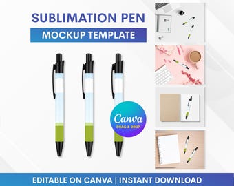 Penmodel, sublimatiepen, krimpfoliepenmodel, pensublimatiemodel, canvas sjabloonsjabloon, mockup slepen en neerzetten