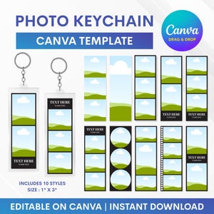 写真キーホルダーCanvaテンプレート、フォトブースキーホルダーテンプレート、フォトブースフレームCanvaテンプレート：Canvaで編集可能