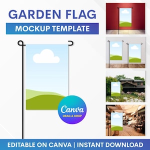 Garden Flag Mockup, Sublimation Flag, Outdoor Flag Mockup, Flag Sublimation Mockup, Canva Mockup Template, Mockup Drag and Drop
