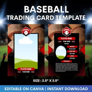 Modello di carta collezionabile da baseball, modello di carta da baseball Canva, modello di carta collezionabile personalizzata Canva, carta da baseball personalizzata