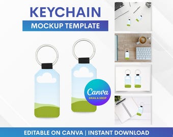 Keychain Mockup, Keychain Mockup Template, Sublimation Keychain Mockup, Keychain Canva Mockup, Canva Mockup Template, Mockup Drag and Drop