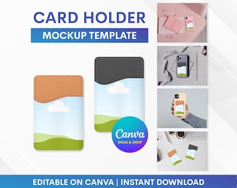 Card Holder Mockup, Phone Card Holder Mockup, Card Holder Phone Mockup, Canva Mockup Template, Mockup Drag and Drop, Canva Mockup
