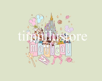 Mikey i Przyjaciele Disneyland PNG, Disneyworld Magical Pastel Park Snacks Digital Download, Magiczny Zamek Minnie Daisy Pluto Goofy