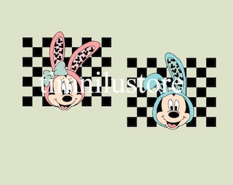 Mikey Minnie Mouse Checker Easter PNG, Mikey Easter Pastel Disneyland Digital Download, Disneyworld Family Easter PNG