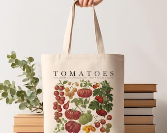 Borsa ecologica per pomodori, borsa per verdure botaniche, borsa per frutta Cottagecore, borsa da giardino in cotone biologico, borsa estetica per il mercato, regalo per gli amanti delle piante