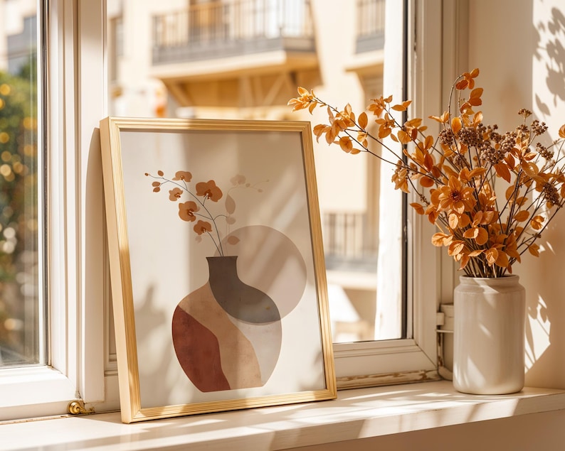 A closer look at Minimalist Living Room Decor With Botanical Prints