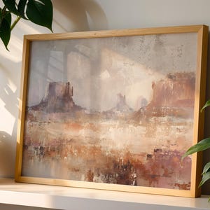 Monument Valley National Park Wall Art, Large Landscape Abstract Painting, Modern Rustic Wall Decor