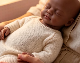 18.5" Brown Skin Full-Body Silicone Reborn Baby Doll | US Handcrafted Weighted Newborn Keepsake Gift