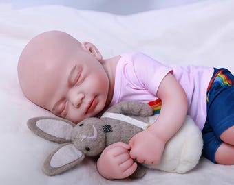 Handmade 18.5" Platinum Silicone Reborn Baby Doll, Weighted Lifelike Newborn Collectible Toy