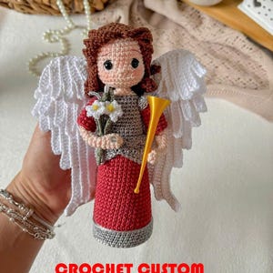 Archangel Gabriel Crochet Doll, Handmade Angel Figurine, Religious Gift for Baptism or Christmas, Custom Amigurumi Decor