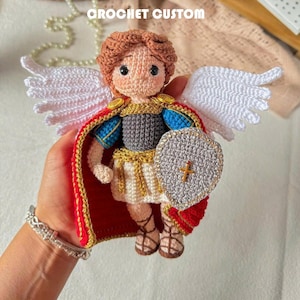 Archangel Michael Crochet Doll - Handmade Amigurumi Warrior Angel - Catholic Religious Gift - Spiritual Decor