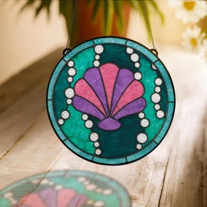 Ariel Little Mermaid Logo Icons Stained Glass Suncatcher Ornament, Disney Princess Acrylic Window Hanging, Disneyland Window Gift