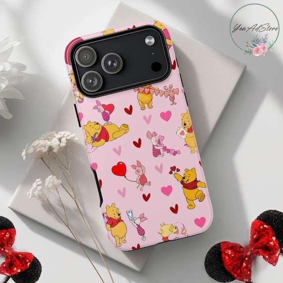 Winnie The Pooh Phone Case, Vintage Disney Pooh Valentine Case for  iPhone, Samsung