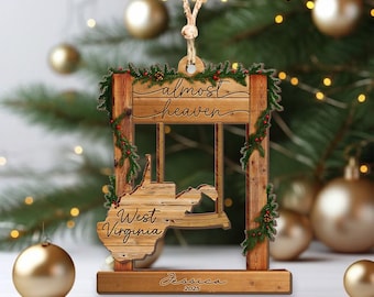 Decorazione natalizia in legno per altalena della Virginia Occidentale, 3D