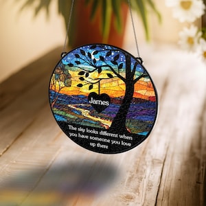 The Sky Looks Different Stained Glass Suncatcher, Memorial Gift, Sympathy Gift, Loss Of Dad, In Loving Memory, Bereavement Gift, Loss of Mom