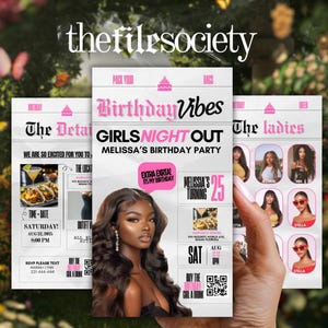 Girls Night Out Invitation, Editable Digital Newspaper Style Dinner Party Invite, Let’s Get Tipsy Birthday Girls Night Evite