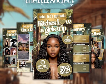 Girls Trip Itinerary Invite, Animated Digital Schedule, Birthday Weekend Party, Travel Plans, Canva Editable, DIY Template