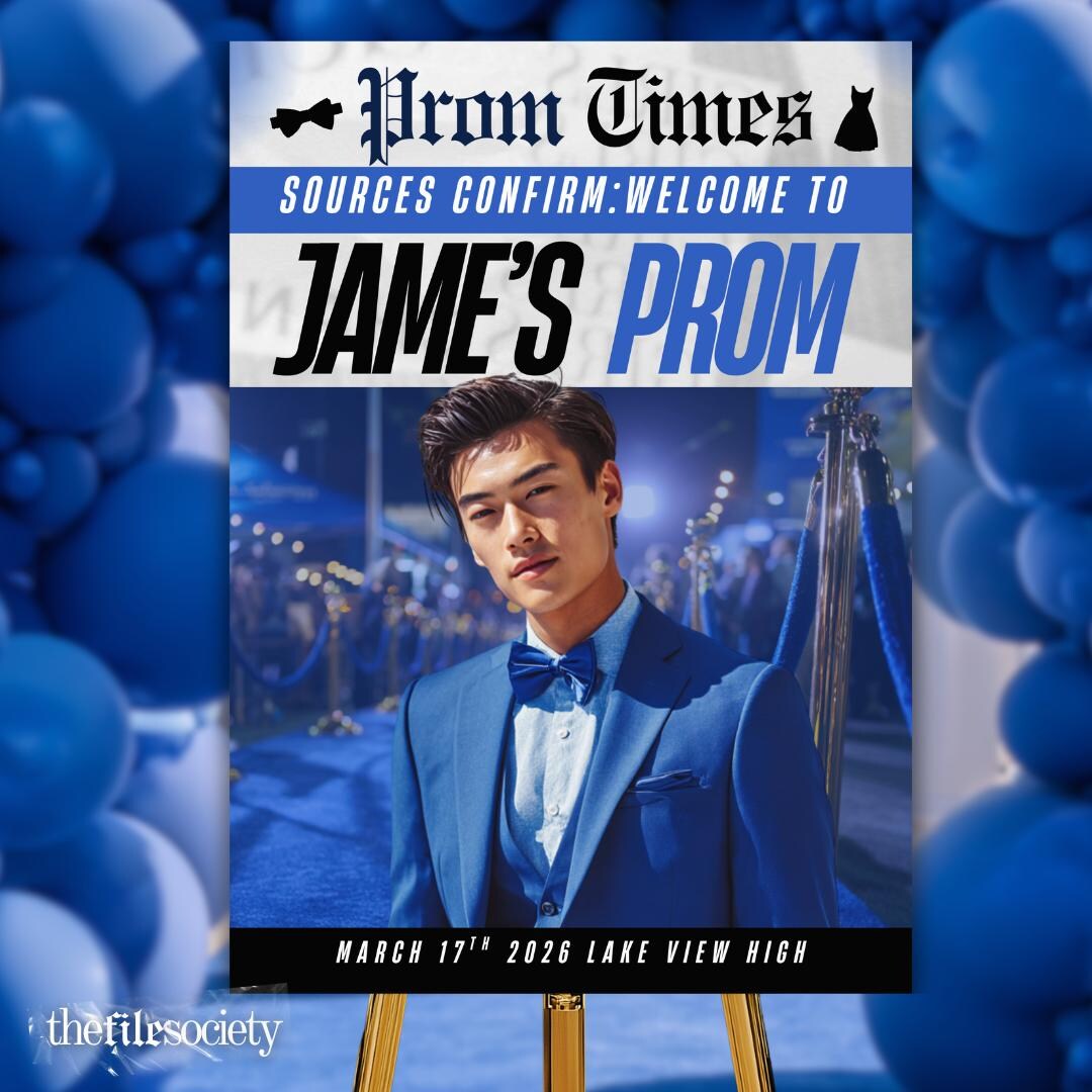 Prim Welcomesign Newspaper Prom Night Welcome Sign Template, Editable Blue Prom Entrance ...