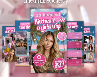 Girls Trip Itinerary Invite, Animated Digital Schedule, Birthday Weekend Party, Travel Plans, Canva Editable, DIY Template
