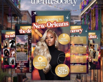 New Orleans Girls Trip Itinerary, NOLA Birthday Weekend Planner, Editable Travel Schedule, Canva Template