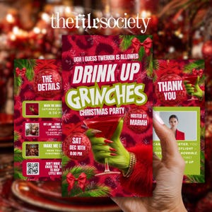 Drink up Girls Cocktail Party Invitation, Animated Christmas Evite, Festive Girlmas Holiday Digital Invite, Fun Xmas Party