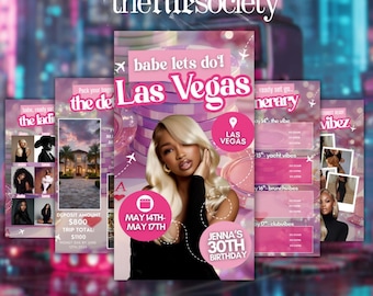Las Vegas Girls Trip Birthday Itinerary, Vegas Weekend Planner, Birthday Trip Schedule, Girls Night Party Guide, Digital Travel Itinerary
