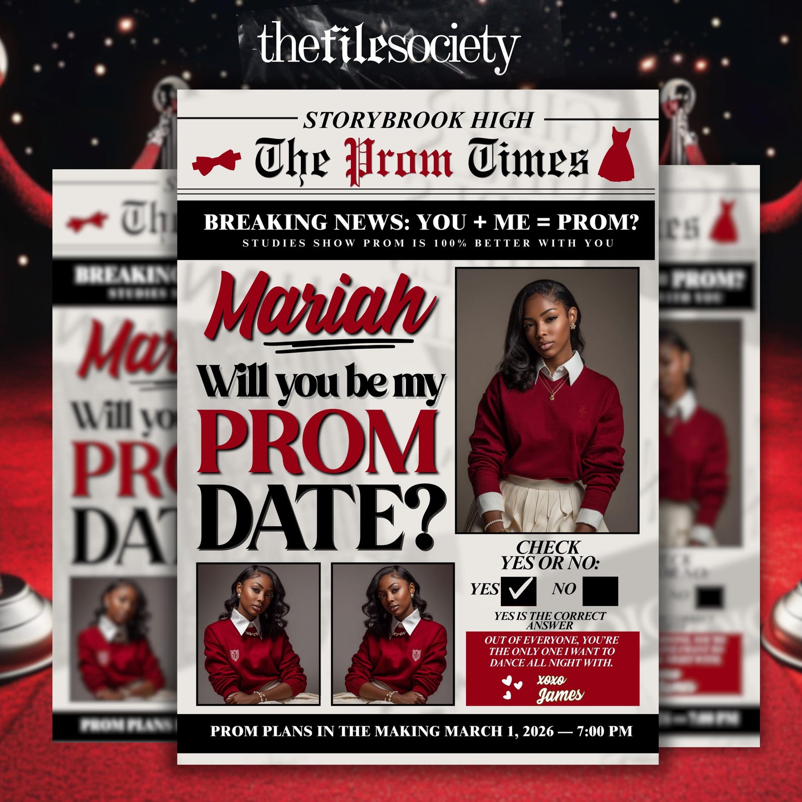 Prom Paperwork Newspaper Promposal Invitation, DIY Editable “will You Be My Prom Date ...