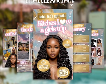 Girls Trip Itinerary Invite, Animated Digital Schedule, Birthday Weekend Party, Travel Plans, Canva Editable, DIY Template