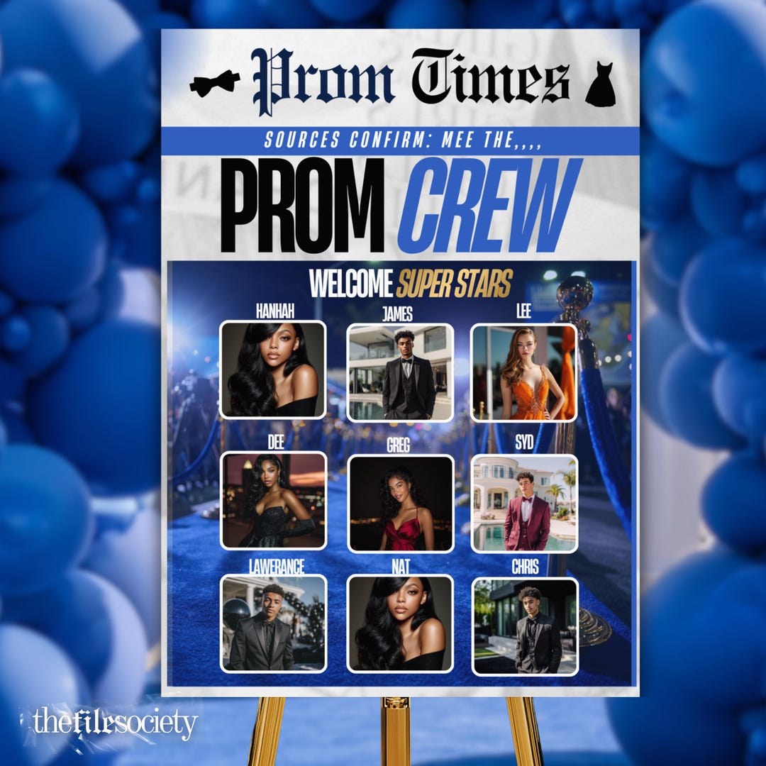 Prim Welcomesign Newspaper Style Blue Pre-prom Prom Night Welcome Sign Template ...