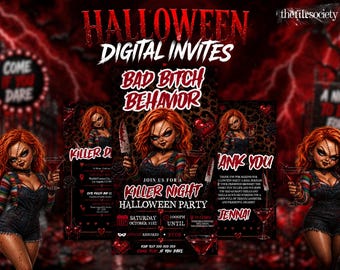 Bad Witch Energy Behavior Halloween Invitation, Sassy Girls Night Costume Party Evite, Editable Canva Template