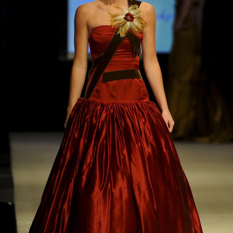 La Femme Long Strapless Open-Back Prom Dress