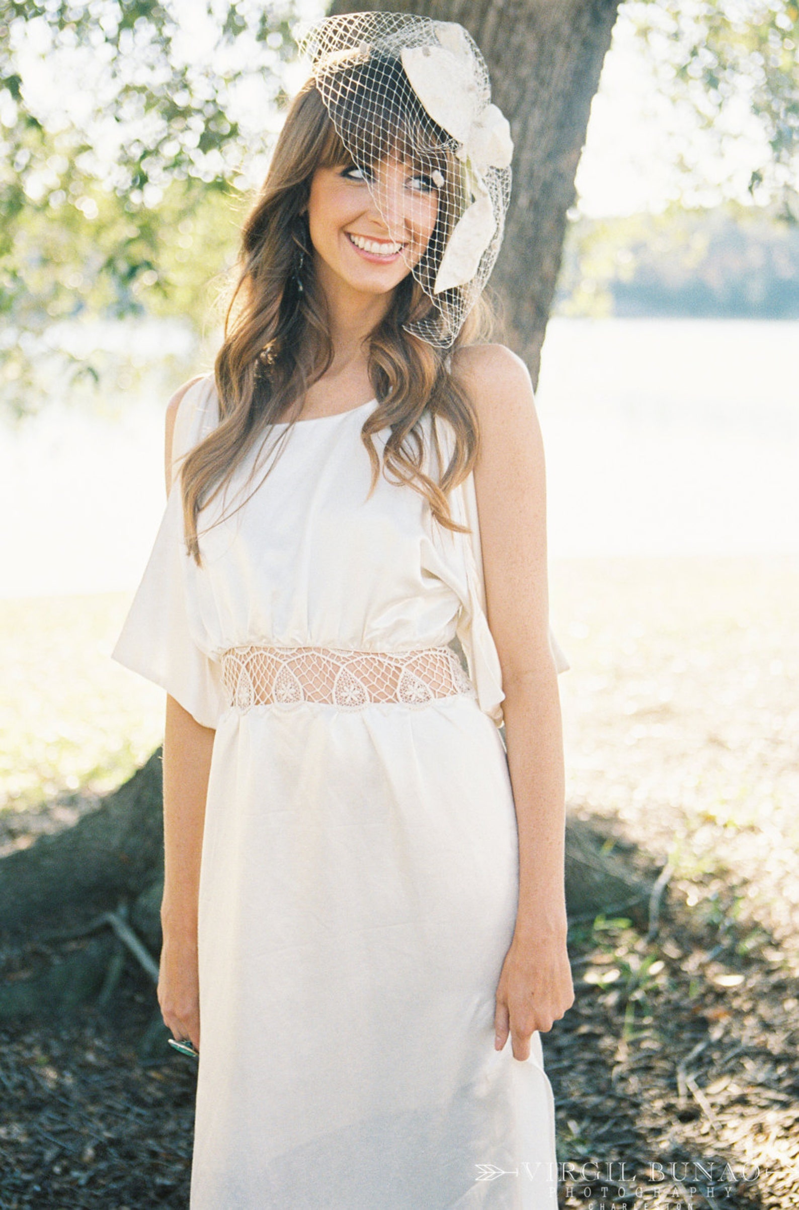 Organic Lace Wedding Dress Silk Wedding Dress Beach Wedding Dress ...