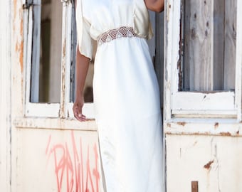 Organic Lace Dress White Silk Dress Cream Silk Dress Graduation Dress Wedding Alternative Engagement Party Going Away Rehearsal Dinner Dress