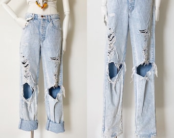 Shredded Light Wash Calvins- 30, Calvin Klein Grunge 90s Denim