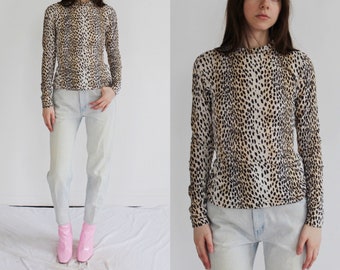 CALVIN KLEIN LEOPARD Top- 90s Long Sleeve Shirt N - Etsy