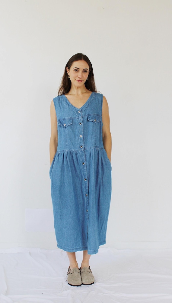Buy DENIM OVERALL DRESS- 90s Vintage Boxy Loose Oversized Cottagecore Light  Wash Jean Pinafore O Online in India - Etsy