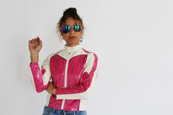 Bubblegum pink leather jacket cheap