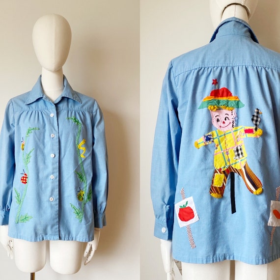 Patchwork Quilted Denim Chore Coat – Clowncore Sc… - image 2