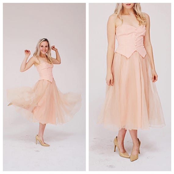 blush pink strapless dress