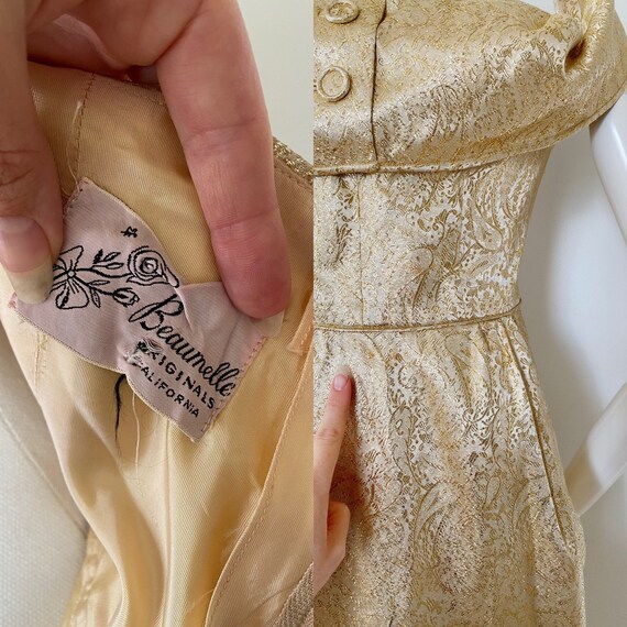 1950s BEAUMELLE Originals Gold Wiggle Dress 28 Vintage Metallic Holiday Pinup Hourglass Dress Etsy Mexico
