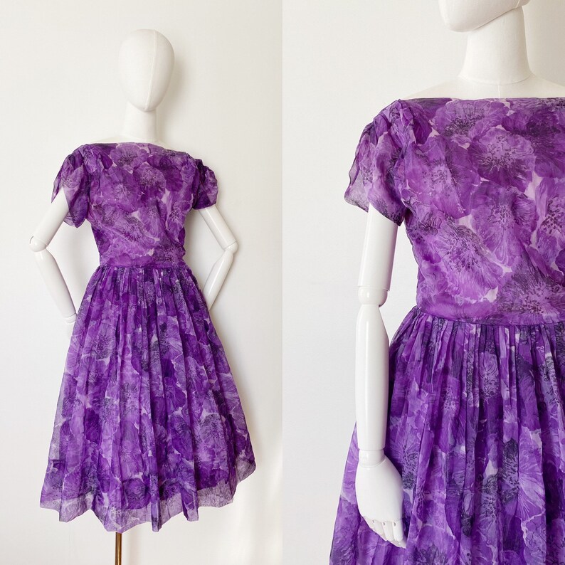 1950s Purple Fit /& Flare Dress Cupcake Retro Pinup Day Dress 28