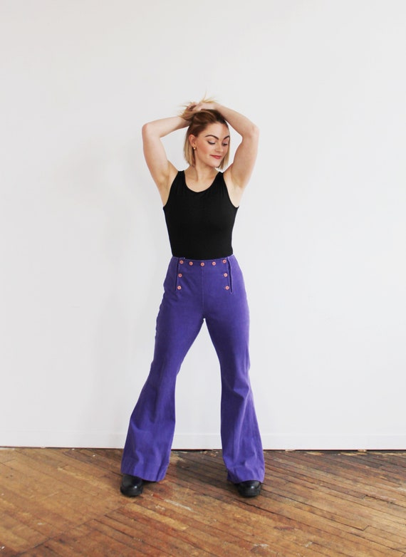 PURPLE BELL BOTTOMS- High Waist 1960s 70s Flare Jeans Pants PURPLE BELL BOTTOMS- High Waist 1960s 70s Flare Jeans Pants