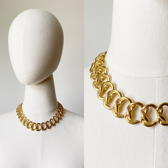 Gold Chain Necklace- Chunky Loop Vintage Costume Jewelry