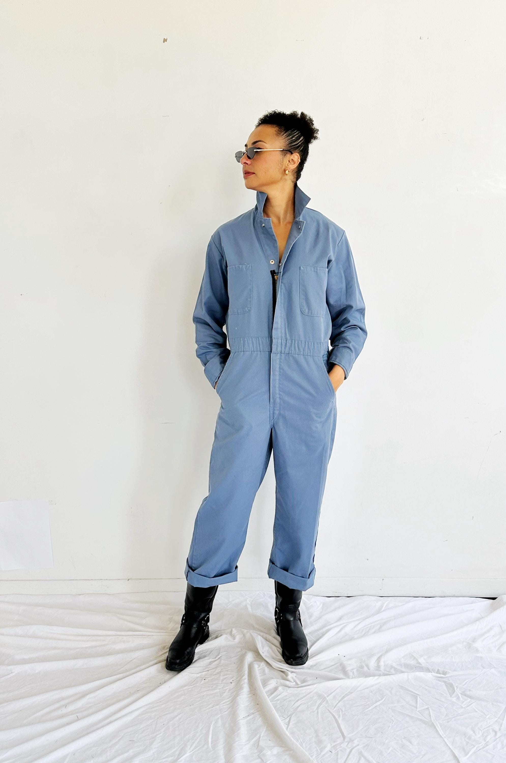 Blue Vintage Coveralls- SMALL, Petite Mechanic Boiler Utility