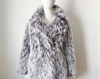 Vintage Y2K Faux Fur Jacket - Raver Purple Gray Coat XS Groggy - Etsy