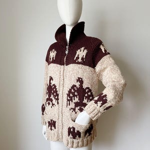 Vintage Chunky Cardigan Sweater- Cowichan Shacket, Sweater Jacket Eagle Southwest 1970s 80s