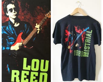 Vtg. LOU REED 80s Concert T Shirt- M, Mens S/M, Womens L, MISTRIAL, Velvet Underground, Vintage Rock Tour Tees, A