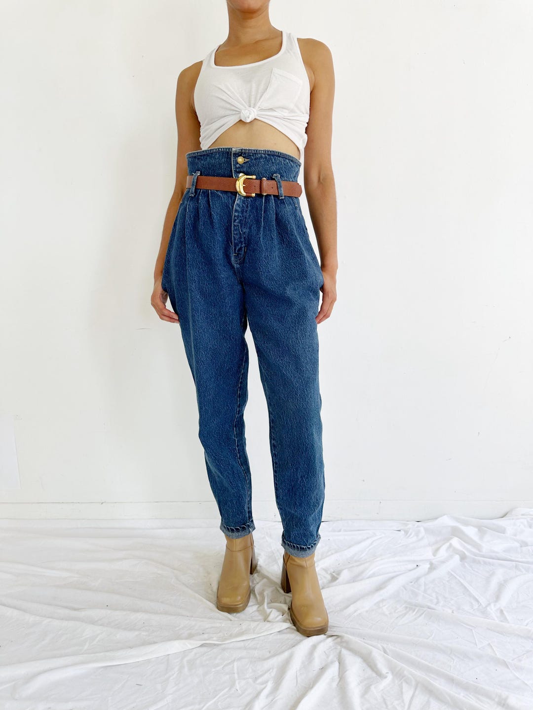 80s Bucket Jeans- Vintage Acid Wash High Waist Denim Medium - Etsy