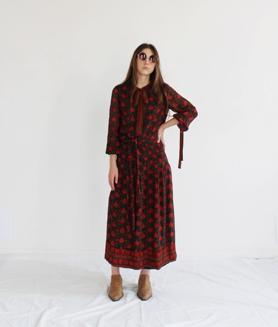 TREACY LOWE BOHEMIAN Silk Red Floral Dress Outfit… - image 6
